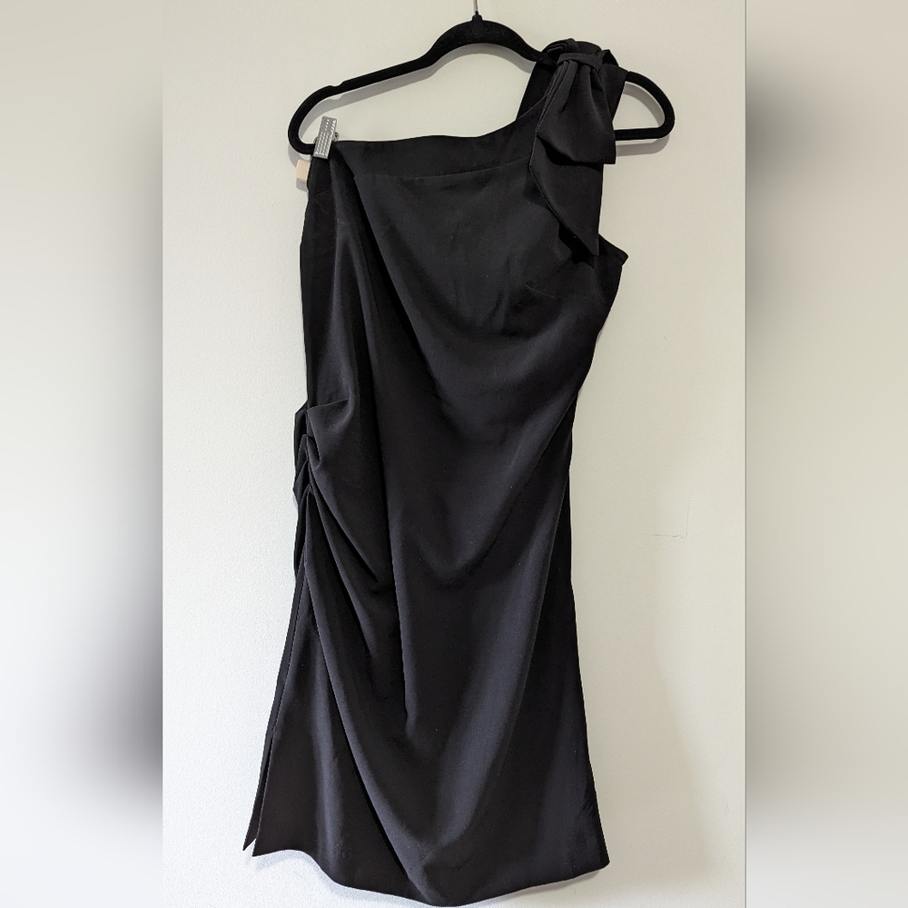Jacob black One shoulder dress with oversized bow detail - Size L